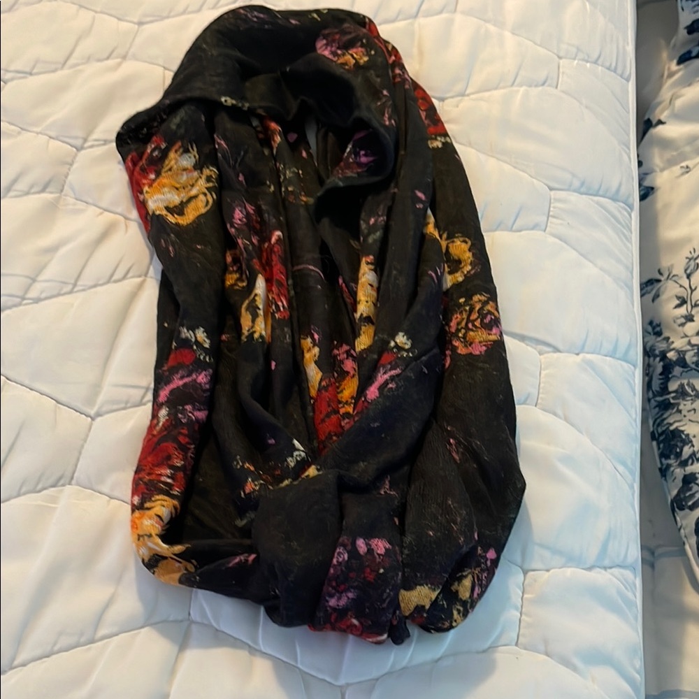 Self Esteem Floral Scarf - Black, Red, Yellow